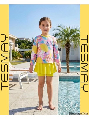 Tesmay 2787 Sarı Uzun  Kol Çocuk Tesettür Mayo