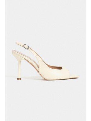 Nişantaşı Shoes Maia Tereyağı Sarısı Mat Sivri Burun Önü Açık Ince Topuklu Kadın Ayakkabı