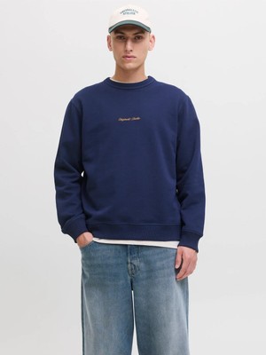 Jack Jones Norrebro Relax Fit Bisiklet Yaka Erkek Sweat 12282893