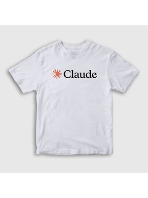 Presmono Unisex Çocuk Beyaz Logo Star Claude T-Shirt