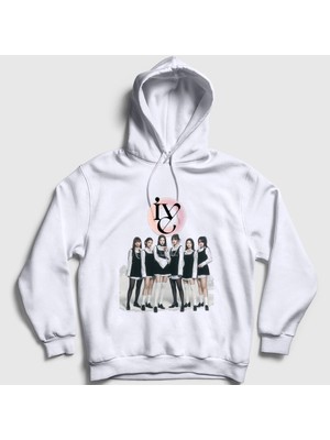 Presmono Unisex Beyaz Poster K-Pop Ive Kapüşonlu Sweatshirt