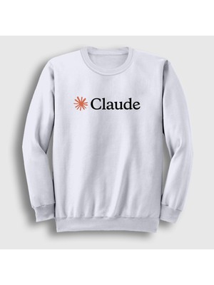 Presmono Unisex Beyaz Logo Star Claude Sweatshirt