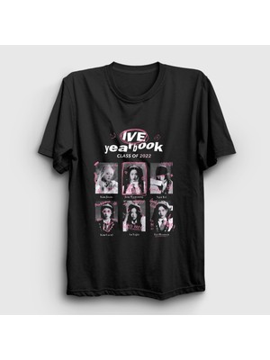 Presmono Unisex Siyah Class Yearbook K-Pop Ive T-Shirt