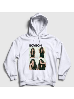Presmono Unisex Beyaz Soyeon Feel K-Pop G I-Dle Kapüşonlu Sweatshirt