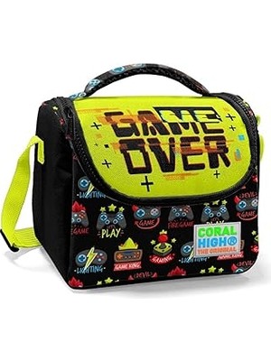 Uravas Store Coral High Siyah Sarı Game Over Erkek Çocuk Beslenme Çantası - Thermo Yalıtımlı