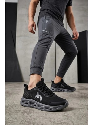 Ayakkabı Fuarı Elit ASENS4343 Erkek Klasik Sneaker Siyah - Füme