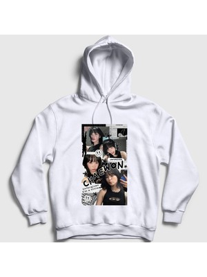 Presmono Unisex Beyaz Kim Chaewon Unforgiven K-Pop Le Sserafim Kapüşonlu Sweatshirt