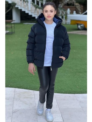 Pina Kids Kız Çocuk Kapüşonlu Cepli Su Geçirmez Nova Kumaş Kışlık Mont KM4011