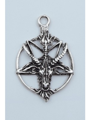 Alooya Pentagram Yıldızı Keçi Kafası Gümüş Kaplama Kolye Ucu