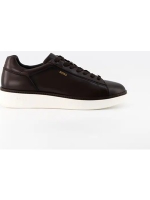 Boss Erkek Yumuşak Deri Bağcıklı Süper Hafif Dış Taban Kahverengi Sneaker 50568773-201