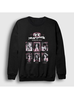 Presmono Unisex Siyah Class Yearbook K-Pop Ive Sweatshirt