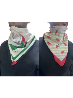 ALDAIYR 2 Adet Filistin Temalı Fular 50X50 Unisex Günlük Kullanıma Uygun Puşi Şal Kefiye Filistin Bayrak