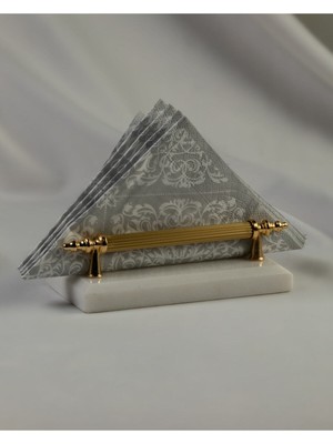 Empressco Gerçek Mermer Peçetelik, Gold Detaylı Metal Kulp, Şık ve Modern Tasarım