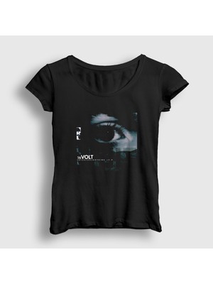 Presmono Kadın Siyah Supercoolnothing V2 Rock 16VOLT T-Shirt