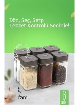 Uravas Store Cam Tuzluk Baharatlık – 360° Döner Kapaklı | 3 Delik Tipiyle Ayarlanabilir Akış  6 Adet 722180
