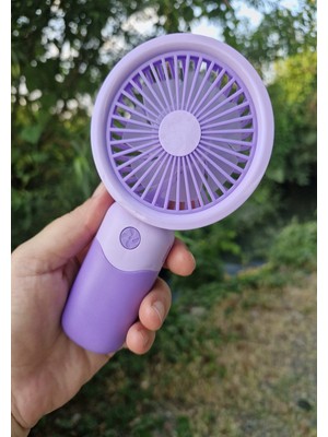 Brokoli Home Mini Fan USB Şarjlı Mini El Fanı Taşınabilir Vantilatör 3 Kademeli Sessiz Fan Telefon Tutucu Mor Ren