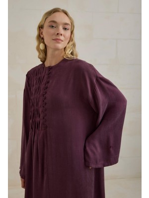 HE-QA Nervür Motifli Liyosel Abaya Bordo