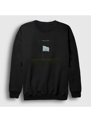 Presmono Unisex Siyah White Flag Rock Normandie Sweatshirt