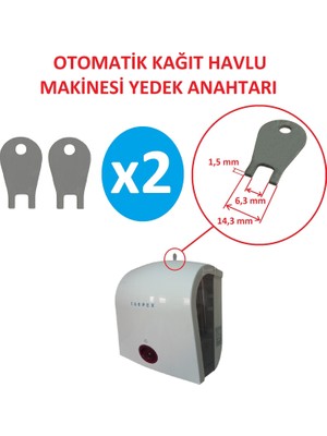 Poyraz Bioplast Car Otomatik Kağıt Havlu Dispanseri Yedek Anahtarı - 2 Adet