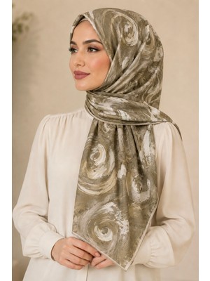 İmaj Butik Gri Haki Pamuklu Soft Eşarp