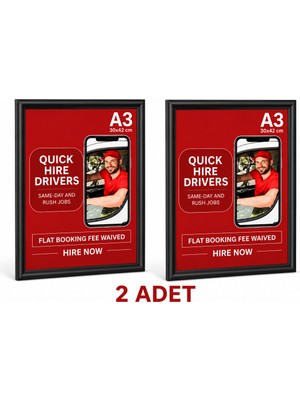 OfisDS 2 Adet - Alüminyum Açılır Kapanır Çerçeve Gönye Köşe - A3 - 30X42 cm - Siyah - 25MM
