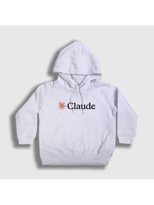 Presmono Unisex Çocuk Beyaz Logo Star Claude Kapüşonlu Sweatshirt