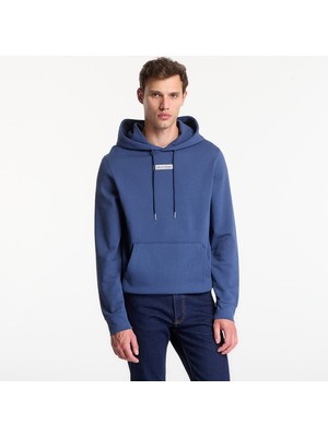 Calvin Klein Erkek Normal Kesim Yüksek Pamuk Içerikli Kapüşonlu Uzun Kollu Mavi Sweatshirt LV04RG276G-CEC