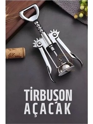 Uravas Store Tirbuşon Basınçlı Pratik Tirbuşon Şarap ve Şişe Açacağı Kolay Kullanım Çelik 721046