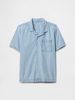 Gap Erkek Çocuk Mavi Chambray Boxy Vacay Gömlek
