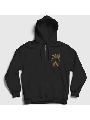 Presmono Unisex Siyah Logo Shadow Of Intent Metal Fermuarlı Kapüşonlu Sweatshirt