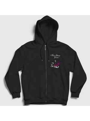 Presmono Unisex Siyah Life Starts Now Rock Three Days Grace Fermuarlı Kapüşonlu Sweatshirt