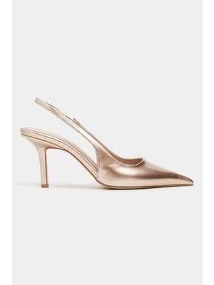 Nişantaşı Shoes Parla Dore Rugan Kemer Detay Sivri Burun Kadın Topuklu Ayakkabı