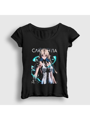Presmono Kadın Siyah Cartethyia V2 Wuthering Waves T-Shirt