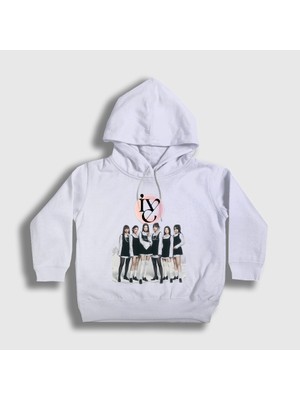 Presmono Unisex Çocuk Beyaz Poster K-Pop Ive Kapüşonlu Sweatshirt