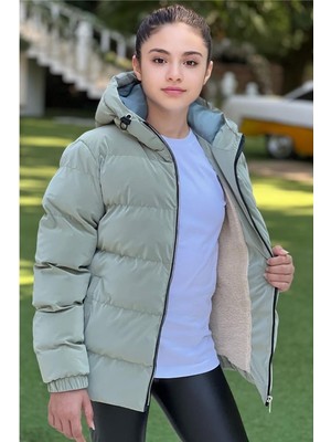 Pina Kids Kız Çocuk Kapüşonlu Cepli Su Geçirmez Nova Kumaş Kışlık Mont KM4011