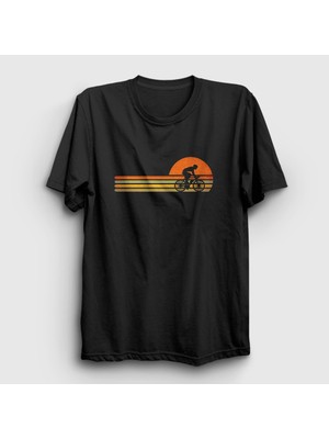 Presmono Unisex Siyah Sunset Biker Hediye Bisiklet T-Shirt