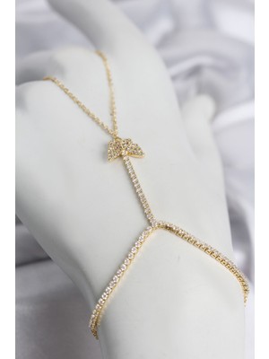 SBN - Store Gold Renk Pirinç Zirkon Taşlı Kelebek Model Şahmeran - Lisinya