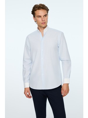 Morven  Erkek A. Mavi Slim Fit Dik Yaka Gömlek