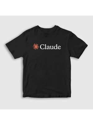 Presmono Unisex Çocuk Siyah Logo Star Claude T-Shirt
