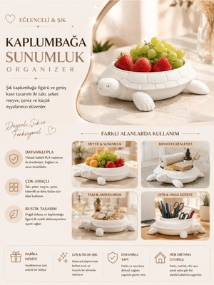 Morbella Kahve Köşesi Beyaz 15X14 cm | Kaplumbağa Form Organizer Kase Modern Şık Dekoratif Tasarım