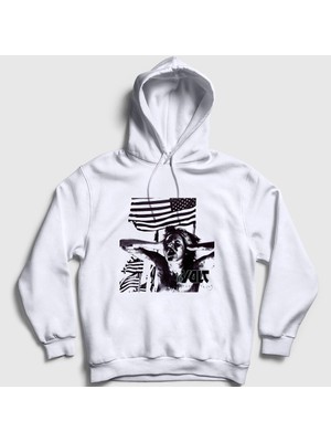 Presmono Unisex Beyaz Supercoolnothing Rock 16VOLT Kapüşonlu Sweatshirt