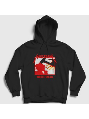 Presmono Unisex Siyah Logo Dave Mustaine Kill 'em All Metal Metallica Kapüşonlu Sweatshirt