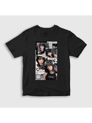 Presmono Unisex Çocuk Siyah Kim Chaewon Unforgiven K-Pop Le Sserafim T-Shirt