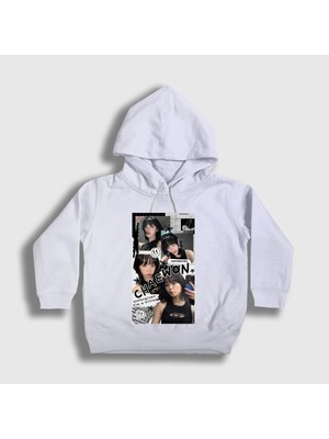 Presmono Unisex Çocuk Beyaz Kim Chaewon Unforgiven K-Pop Le Sserafim Kapüşonlu Sweatshirt