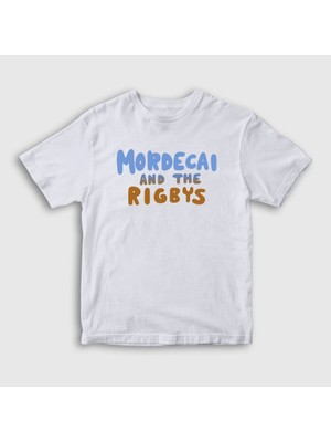 Presmono Unisex Çocuk Beyaz Mordecai And The Rigbys Regular Show T-Shirt