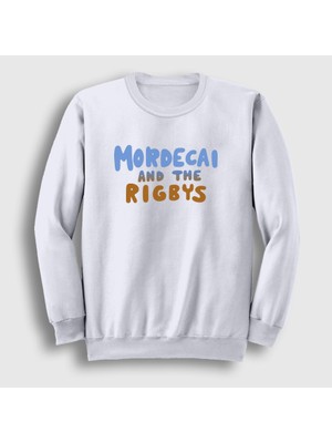 Presmono Unisex Beyaz Mordecai And The Rigbys Regular Show Sweatshirt
