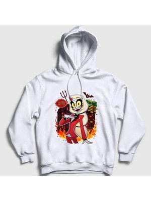 Presmono Unisex Beyaz Charlie Morningstar Hazbin Hotel Kapüşonlu Sweatshirt