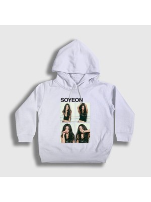 Presmono Unisex Çocuk Beyaz Soyeon Feel K-Pop G I-Dle Kapüşonlu Sweatshirt