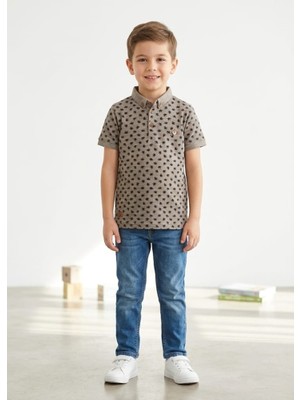Stsahra  Erkek Çocuk Bej Polo Yaka T-Shirt
