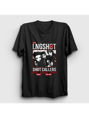 Presmono Unisex Siyah Poster V2 Shot Callers K-Pop Lngshot T-Shirt